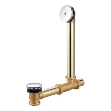 Akicon Solid Brass Bathtub Drain Kit, 1-1/2 Inch Tip-Toe Stopper Tub Waste and Overflow with Rotatable Waste Tee Complete Installation Hardware