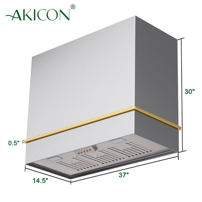 Hood with dimensions labeled, featuring the brand 'AKICON'.