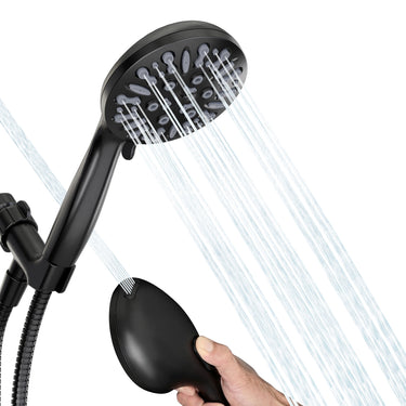 9-Setting High Pressure Handheld Showerhead with Stainless Steel Hose and ABS Bracket Featuring Brass Ball Joint (Shower Arm Not Included)