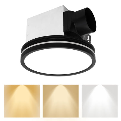 Ceiling light fixture with color temperature options displayed below on a white background