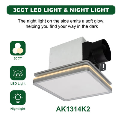 Ceiling light fixture with LED light and night light features on a white background