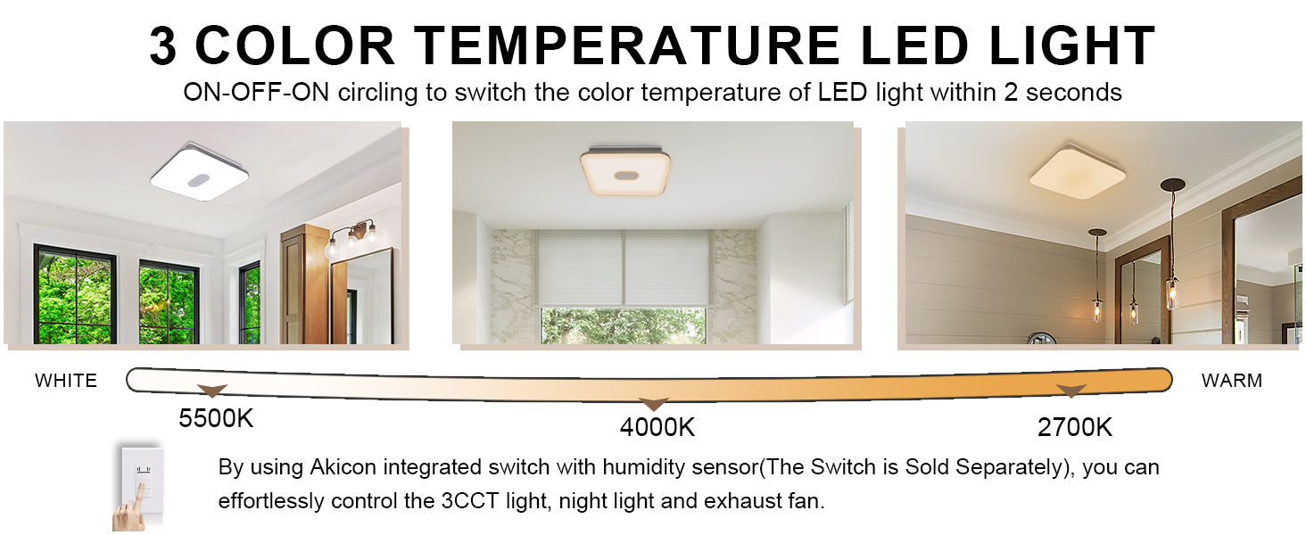 LED light with color temperature options displayed in a home setting