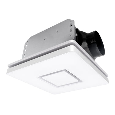 Ceiling-mounted air vent with light on a white background