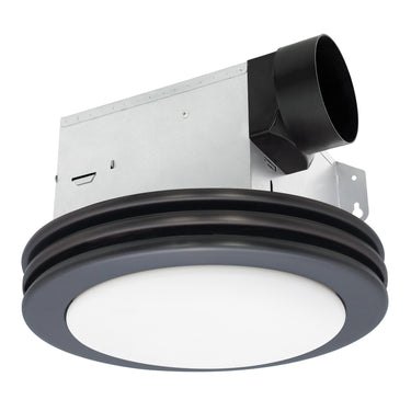 Ceiling-mounted bathroom exhaust fan with light on a white background