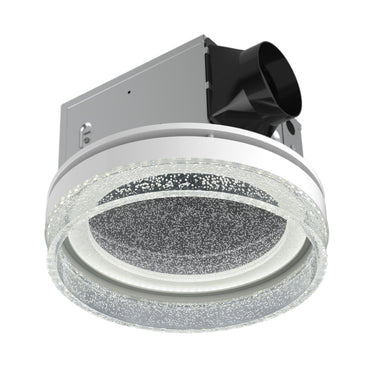 Ceiling-mounted exhaust fan with light on a white background