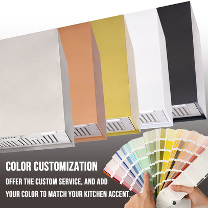 Color customization service for kitchen appliances with a color swatch book.