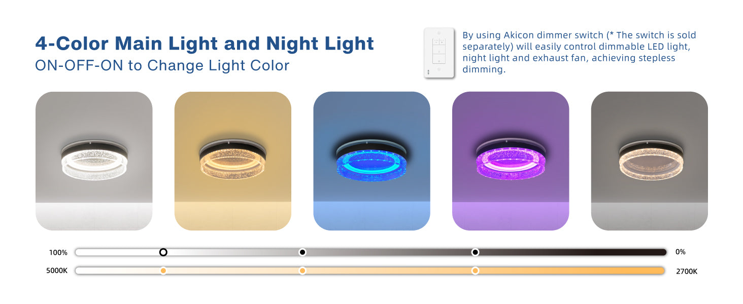 LED light fixture with color-changing capabilities on a white background