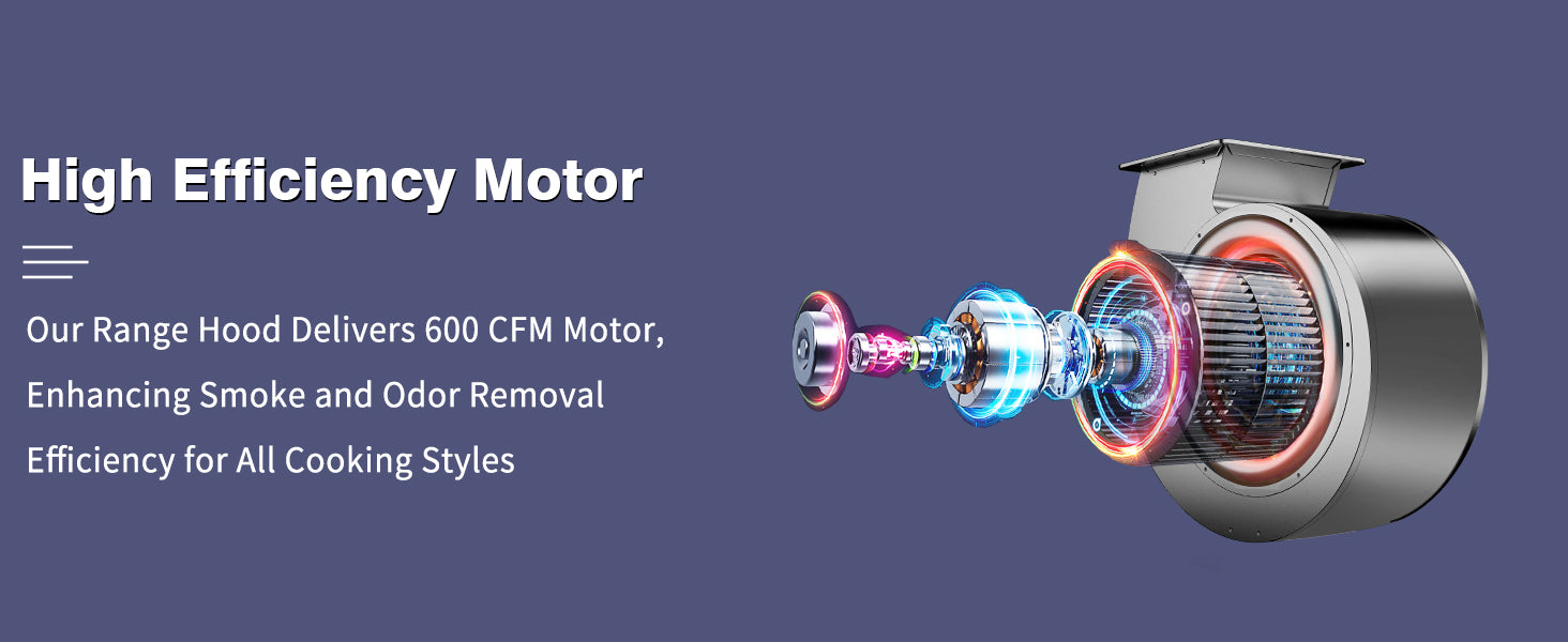 High efficiency motor with text on a blue background