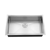 Stainless steel kitchen sink on a white background
