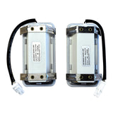 Two LED energy-saving lamps on a white background