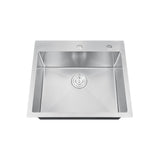 Stainless steel kitchen sink on a white background