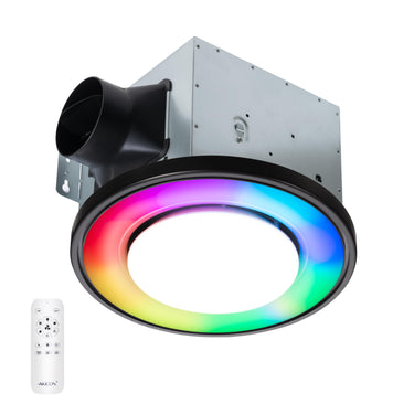 RGB Exhaust Fan with 3CCT and Nightlight, Dimmable LED Light, 110CFM, 1.5 Sones, Remote Control