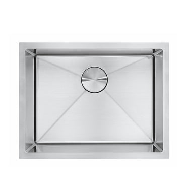 Stainless steel kitchen sink on a white background