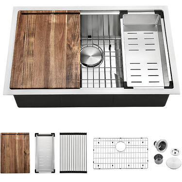 Undermount Single Bowl Stainless Steel Kitchen Sink Kitchen Sinks with 5 Accessories