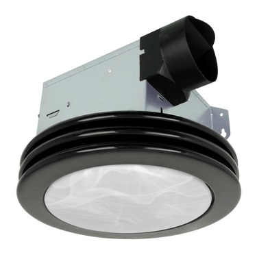 Ceiling-mounted exhaust fan with light on a white background