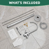 Collection of bathroom fixtures and tools on a tiled floor with 'What's Included' text at the top.