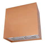Copper-colored range hood on a white background