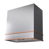 Modern kitchen hood with a metallic finish on a white background