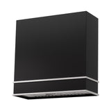 Black rectangular wall-mounted light fixture on a white background