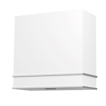 White wall-mounted light fixture on a white background