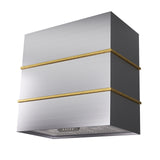 Modern kitchen hood with gold accents on a white background