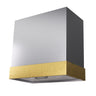 Modern kitchen hood with gold accent on a white background
