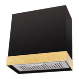 Black and gold kitchen hood on a white background