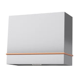 White wall-mounted cabinet with a copper accent on a white background