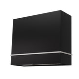Black rectangular wall-mounted light fixture with a silver accent on a white background