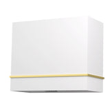 White wall light fixture with a yellow accent on a white background