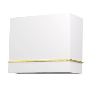 White wall light fixture with a yellow accent on a white background