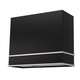 Black wall-mounted cabinet with a silver base on a white background