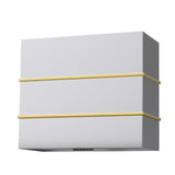 Rectangular light fixture with gold accents on a white background