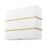 White box with gold accents on a white background