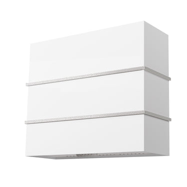 White rectangular wall light fixture with a textured band on a white background