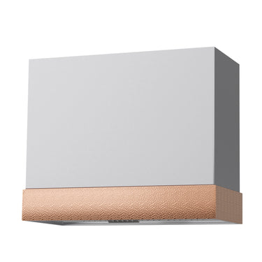 Square wall light fixture with white top and brown bottom on a white background