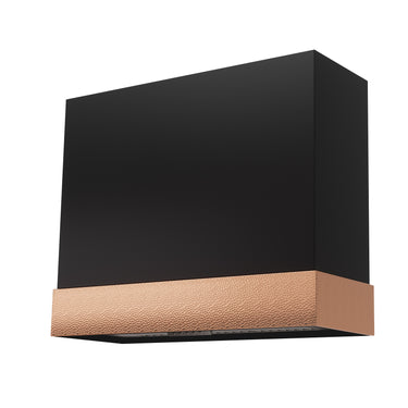 Black wall light fixture with a bronze base on a white background