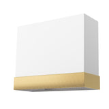 White wall light fixture with gold accent on a white background