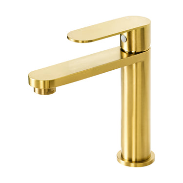 Gold faucet on a white background