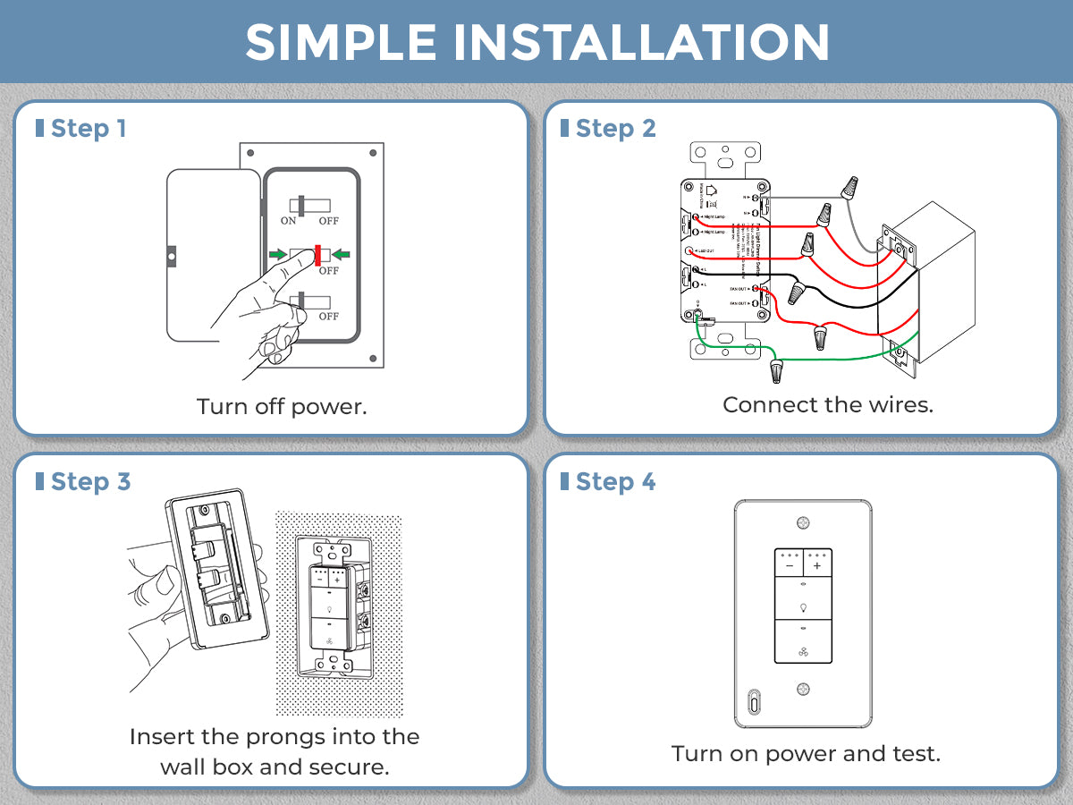Step-by-step installation guide for electrical wiring with illustrations and text.