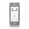 Gray wall switch cover plate with control buttons on a white background