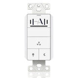 White wall switch with brand logo on a white background