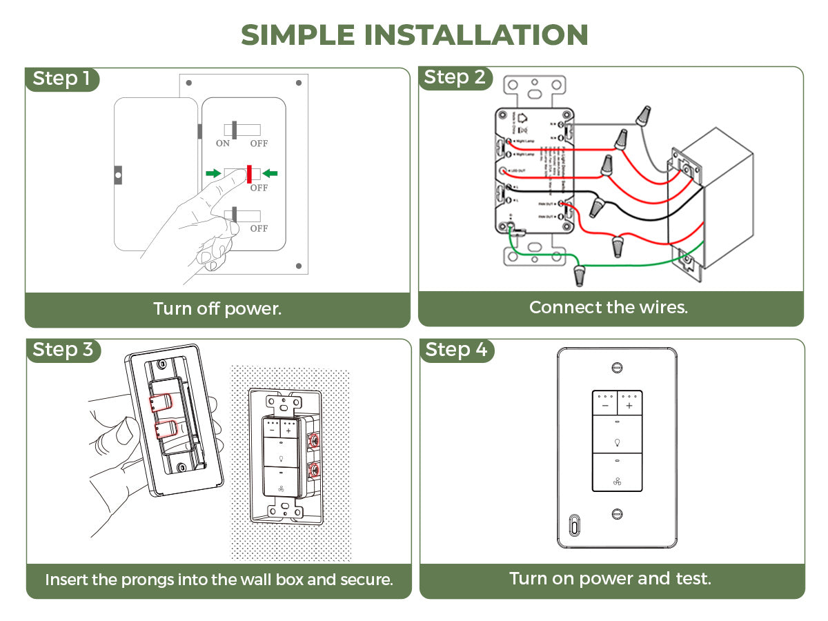 Step-by-step guide for simple installation with illustrations and text.