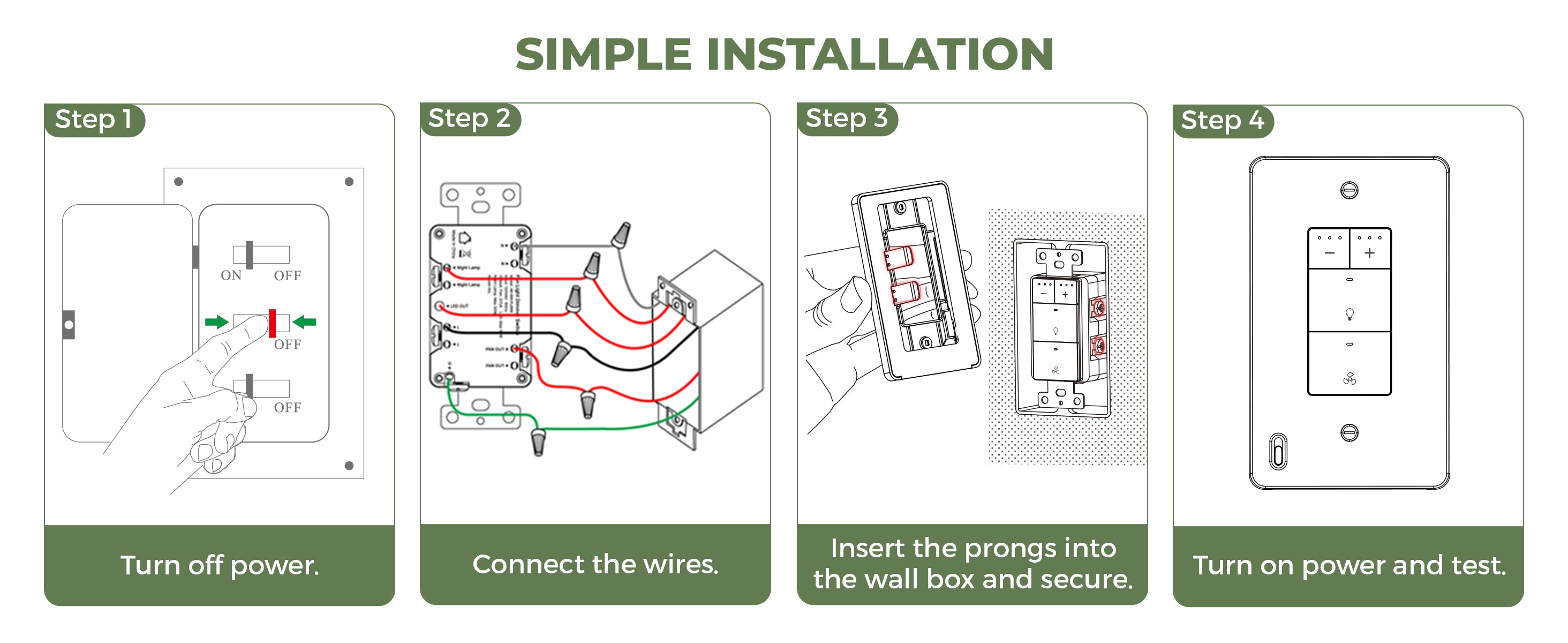 Step-by-step guide for simple installation with illustrations and text.