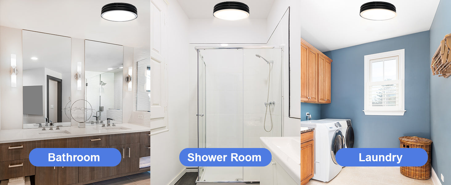 Bathroom, shower room, and laundry room with labeled sections.