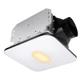 Ceiling-mounted exhaust fan with light on a white background