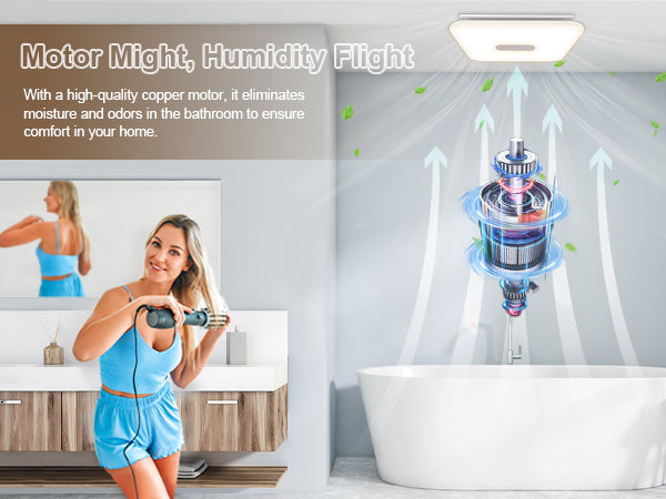 Bathroom with a humidifier and text about its features