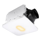 Ceiling-mounted exhaust fan with light on a white background