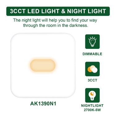LED light and night light with features highlighted on a white background
