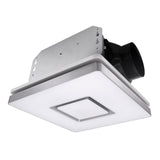 Ceiling-mounted bathroom exhaust fan with light on a white background